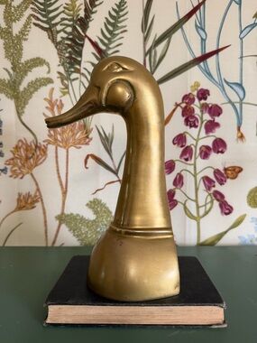 Large Brass Duck Head Bookend